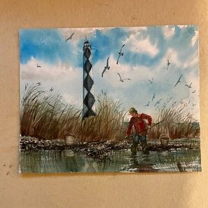 Original watercolor- clamming